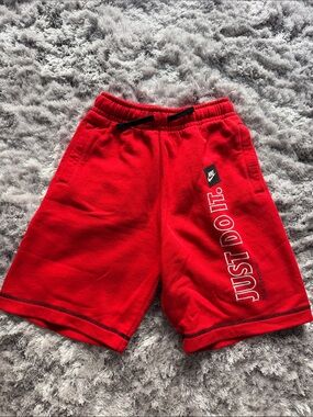 Nike Red 'Just Do It.' Kids Fleece Shorts